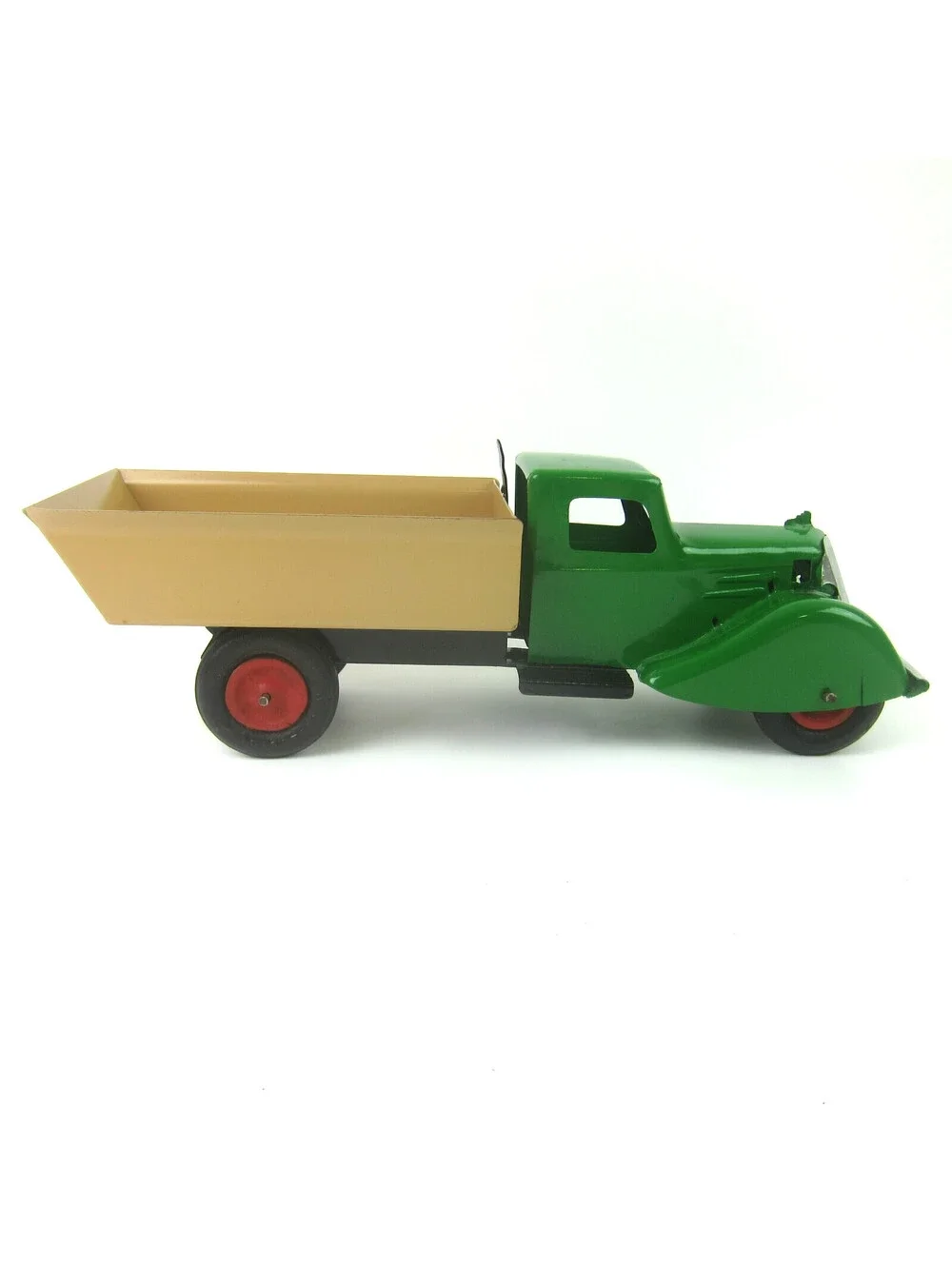 Vintage Wyandotte Pressed Steel Dump Truck 1930s Green & Yellow Art Deco RARE
